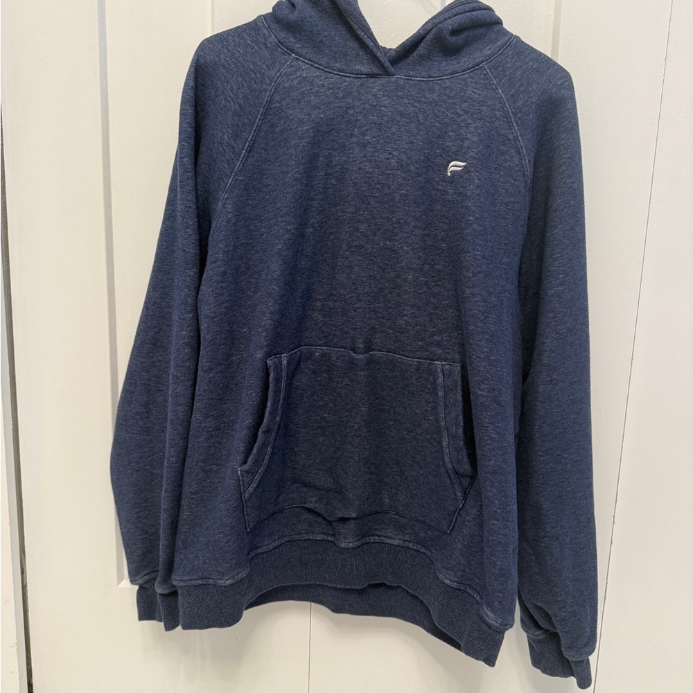 Blue Pullover Hoodie with Soft Fabric and Logo